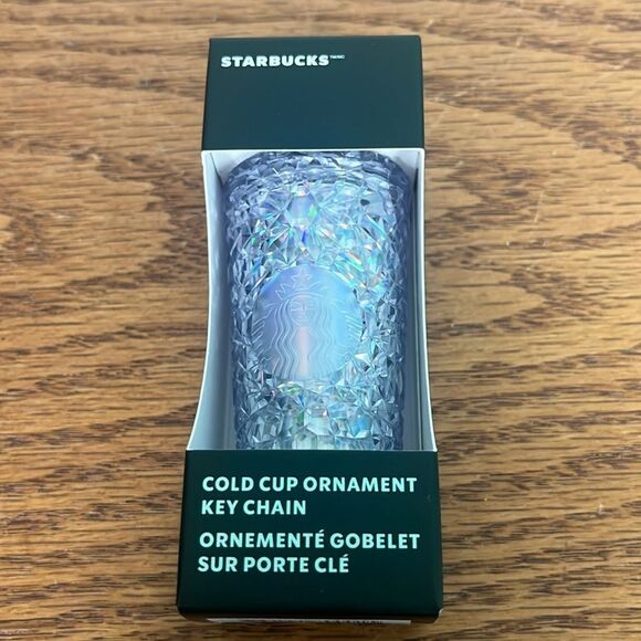 Starbucks Silver Opalescent Cold Cup Keychain Ornament - Picture 1 of 4